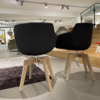 MDF Italia - 2er-Set Stuhl Flow Slim Stoff Sbiancato Tika mit vier Füßen in Bleicheiche - 2