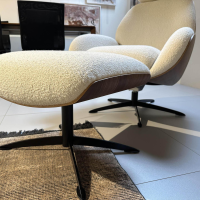 IP Design - Sessel Trinity Stoff Queen IP1775 272 Beige Schale Nussbaum Furniert Geölt Gestell Metall Schwarz Matt Inklusive Hocker - 3