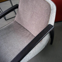 Jori - Sessel Lagom Stoff Axil 003 Grau Keder Leder Lipano Taupe Grau Gestell Eiche Geflammt - 3
