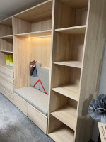 Team 7 - Regal Kids Mit Sitznische Stoff Ripley Rl10 Beige Korpus Erle Weißöl Mit Beleuchtung - 7