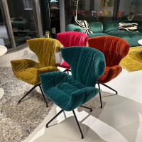 Bretz - 4er Set Esstischstuhl Cassia Stoff 64 1978 Velvet Gold Green Grün Rot Pink Füße 98 Matt Schwarz - 7