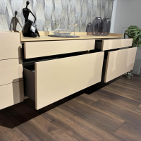 Contur - Wohnwand Venzone Lack Pesca Pfirsich Rosa Platte Eiche Furniert - 7