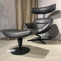 Giorgetti - Ruhesessel Auckland Mit Hocker Auckland Leder 13X606 Kreuzfuß Schwarzmatt - 3