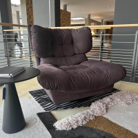 Baxter - Sessel Milano Bergere Leder Kashmir Prune Violett Fuß Metall Schwarz Matt Lackiert - 3