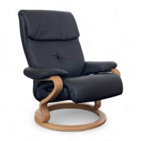 himolla - Sessel 7037 Zero Stress Echtleder Longlife Black Schwarz Gestell Buche Inklusive Hocker - 9