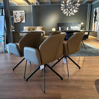 Ronald Schmitt Design - 4er Set Drehssessel Mirella C Leder Toledo Mocca Braun Gestell Metall Schwarz Pulverbeschichtet - 9