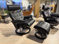 Stressless - Sessel Erik L Leder Cori Black Schwarz Gestell Signature Metall Schwarz Matt Inklusive Hocker - 2