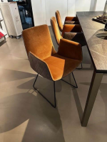 Freifrau - 6er-Set Stuhl Amelie High Sitz Stoff Harald 3 343 Rot Orange Rücken Leder Muscat Coffee Braun Gestell Draht Tiefschwarz - 5