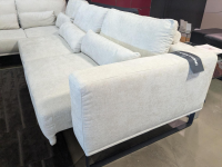 Musterring - Ecksofa JustB PM 100 Stoff Yelda Natur Creme Füße Schwarz mit 5 Kissen - 4