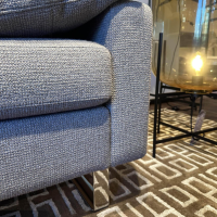 COR - Sofa Conseta Stoff 8192 Greige Grau Metallkufe Verchromt Inkl. Hocker - 9