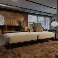 Poliform - Sofa Brera Stoff Kiala Champagne Beige Kernleder Castagna Braun Basis Nickel Matt Brown Braun Mit Kissen - 4