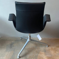 Walter Knoll - Schalensessel FK 6726 3GS Leder Safari 1203 Raven Schwarz Kreuzfuß Drehbar Metall Poliert - 2