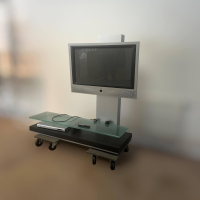 Bacher - TV Regal Adabar Metall Silber Glasplatte Elektrisch Höhenverstellbar Mit Rollen - 5