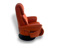 himolla - Relaxsessel 7627 Easy Swing Leder Longlife Soft Mandarine Rot Drehteller Anthrazit - 6
