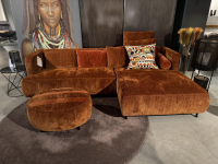 Brühl - Ecksofa Aoyama Stoff 4401 0050 Orange Füße Schwarz Höhenverstellbar Inklusive Hocker - 4