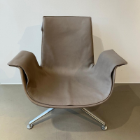 Walter Knoll - Sessel FK Lounge 6727 3G Leder Elen 65 1506 Taupe Beige Grau Gestell Aluminium Poliert Mit Filzgleitern - 6