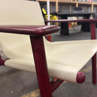 B&B Italia - Sessel Cordoba Kenleder Creme Gestell Esche Cranberry Rot Gefärbt - 2