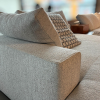 Minotti - Wohnlandschaft Hamilton Stoff 10 Ghiaccio Beige Metallsockel Untergestell Massivholz - 6