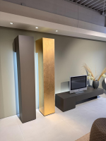 minottiitalia - Wohnwand Inpiedi Lack Interno Metall Gold Lack Coffee Braun Inklusive LED Beleuchtung - 5