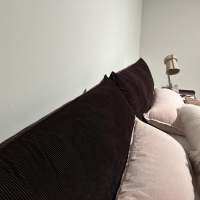 Möller Design - Bettanlage MD 13 Rose Stoff Charmelle Cord 103 Aubergine Violett Holzfuß - 3