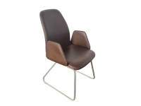 Lavida - 4er Set Kufensessel Rocco Moover  Leder Toledo Espresso Braun Gestell Edelstahl Robust Optik Matt - 3