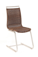 Lavida - 4er Set Freischwinger Jenny Mit Edelstahlgriff  Coffe Creme Braun Untergestell Rundrohr Edelstahl - 3