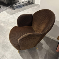 Brühl - Sessel Floret 1 Stoff 4495 22 Braun Füße Flachstahl Goldfarben - 7