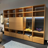 Porro - System Wand Strucktur W30 Hemlock Holz Rückwand L03 Ardesia Schiefer Mit Beleuchtung - 3