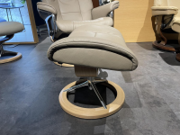 Stressless - Sessel Mayfair M Leder Batick Mole Beige Gestell Metall 40 Alu Poliert Fuß Signature Holz Eiche Mit Hocker - 11