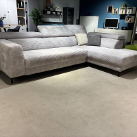 Kawoo - Eckkombination 7539 Cord S GCT 49 08 Platinum Grey Grau Füße Metall Schwarz Inklusive Kissen - 4