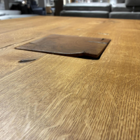 Wimmer - Essgruppe Zweigl Holz Rustikale Asteiche Leder Colorado 546 Olivegrün Grün Gestell Metall RAL7021 Schwarzgrau - 7