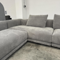 COR - Ecksofa Moss Stoff 8142 Paspel 13 Grau Füße Verchromt Inklusive Rückenkissen - 6