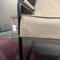 Jori - Sessel Lagom Leder Nubuck Cream Grau Metall Matt Schwarz Pulverbeschichtet - 2