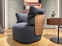 Porada - Drehsessel Calin Stoff Zante Z40 Graublau Mit Rückenlehne In Canaletta-Walnuss-Finish Metallgestell Drehbar - 3