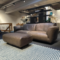 Edra - Sofa Grande Soffice Leder PLX 9621 Braun Füße Kunststoff Inklusive Hocker - 2