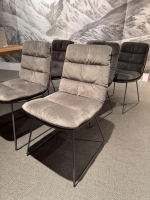 KFF - 6er Set Stuhl Arva Leder Dakota 6006 Grey Drahtkufengestell Metall Eisenblank Grau Lackiert - 4