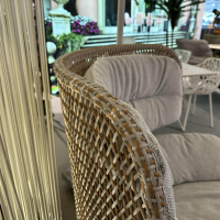 DEDON - Hochlehnsessel Seashell Grand Dedon Geflecht Oasis Grau Braun Gestell Aluminium Grau Pulverbeschichtet Mit Kissen - 2