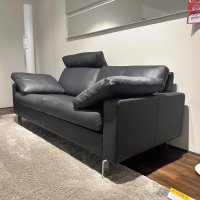 COR - 2er-Set Sofa Conseta Leder Semi 282 Basalt Anthrazit Schmalfuß Metall Verchromt Inklusive Kopfstütze - 2