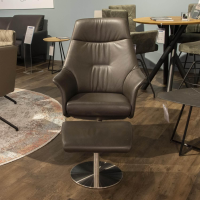 Gealux - Relaxsessel Twinz 8101 Leder Farbe Dunkelbraun Inklusive Hocker Und Verstellbarer Lehne - 5