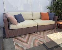DEDON - Sofa Lounge Stoff Natura Laurel Beige Geflecht Mystique Bluo Braun Blau Inklusive Beistelltisch - 4