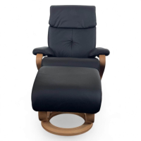 himolla - Sessel 7037 Zero Stress Echtleder Longlife Black Schwarz Gestell Buche Inklusive Hocker - 8