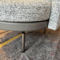 Minotti - Sessel Torii Medium Stoff Kerlin 01 Granito Grau Sockel Leder Aspen 28 Ardesia Drehbar - 7