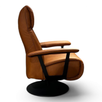 himolla - Sessel 7357 Easy Swing L Leder 24 Longlife Yukon Braun Drehteller Metall Schwarz Mit Manueller Relaxfunktion - 3