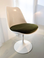 Knoll International - 6er-Set Tulip Armless Auflage Stoff Col.1401 Olive Grün Gestell Weiß Drehbar - 7