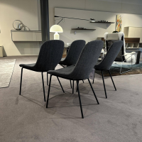 Walter Knoll - 4er Set Stühle Sheru Stoff Togba Blue Bronze Grau Gestell Matt Schwarz Pulverbeschichtet - 4