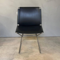 MDF Italia - 4er Set Stuhl Neil Leather And Stool Sattelleder Schwarz Gestell Chrom Schwarz - 3