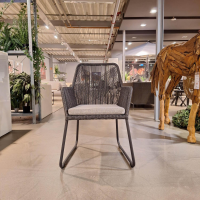 Sit Mobilia - Set of 4 armchairs Allanis Cover fabric Copacabana White Grey 165 Grey Sled base aluminum anthracite - 5