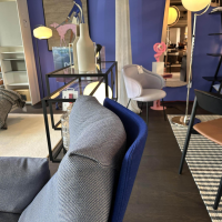 COR - Sessel Cordia Lounge Stoff 10081 Sea Blau Schale Stoff Divina 791 Blau 4-Fuß Gestell Aluminium Poliert Inkl. Hocker - 4