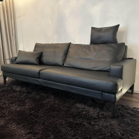 FSM - Sofa Clarus Leder Schwarz Füße Schwarz Inklusive Fußstützen Und Kopfstützen - 5