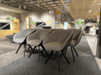 Wimmer - 6er Set Armlehnstuhl Wood Innen Stoff Q2 Curl 807 Außen Leder Colorado Anthrazit Gestell Metall Schwarzgrau - 5